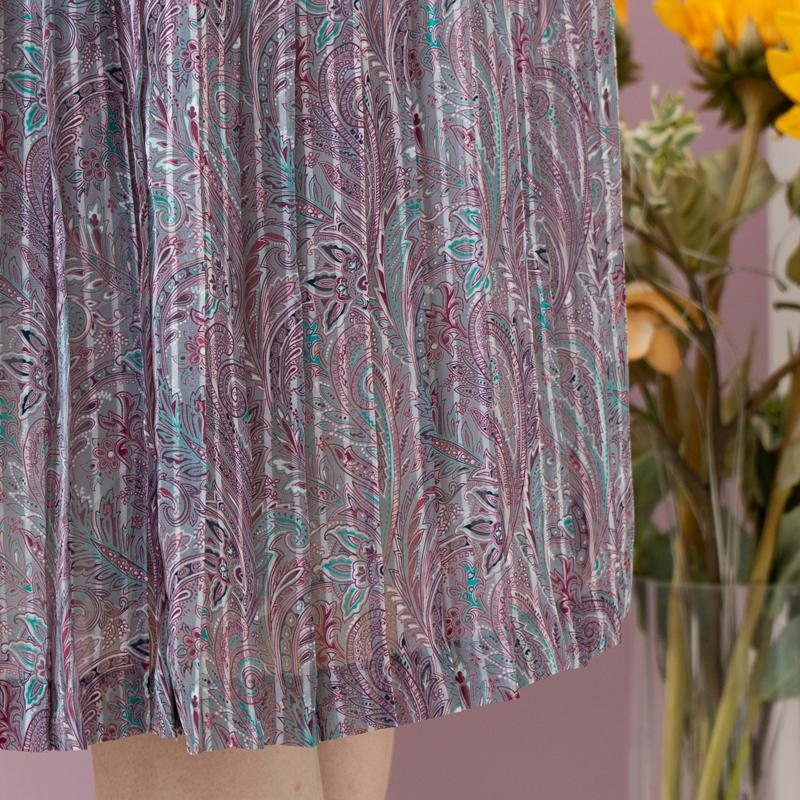 Vintage Japanese Paisley Pattern White Lace Collar Shirt Dress Pleated Summer Dress(MT2068)
