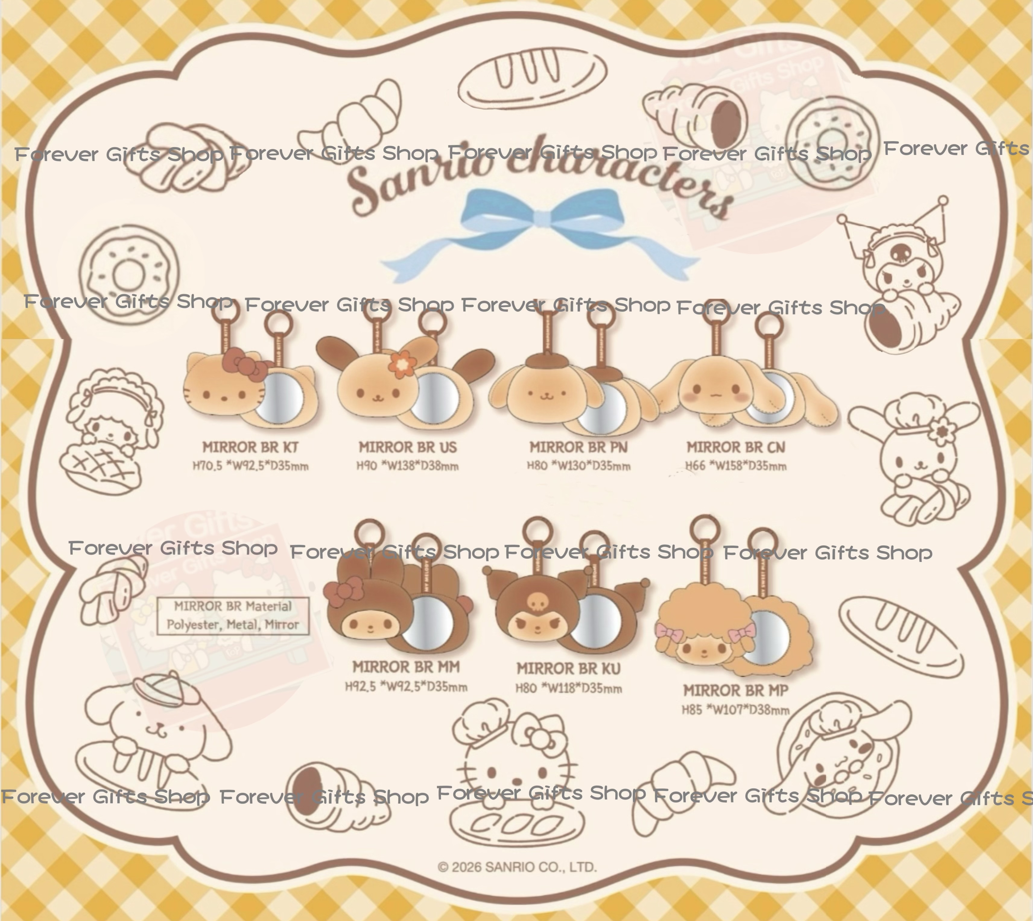 （約10月尾到貨）🌐 Global 限定 Sanrio烘焙店系列 頭型公仔掛飾連鏡💕