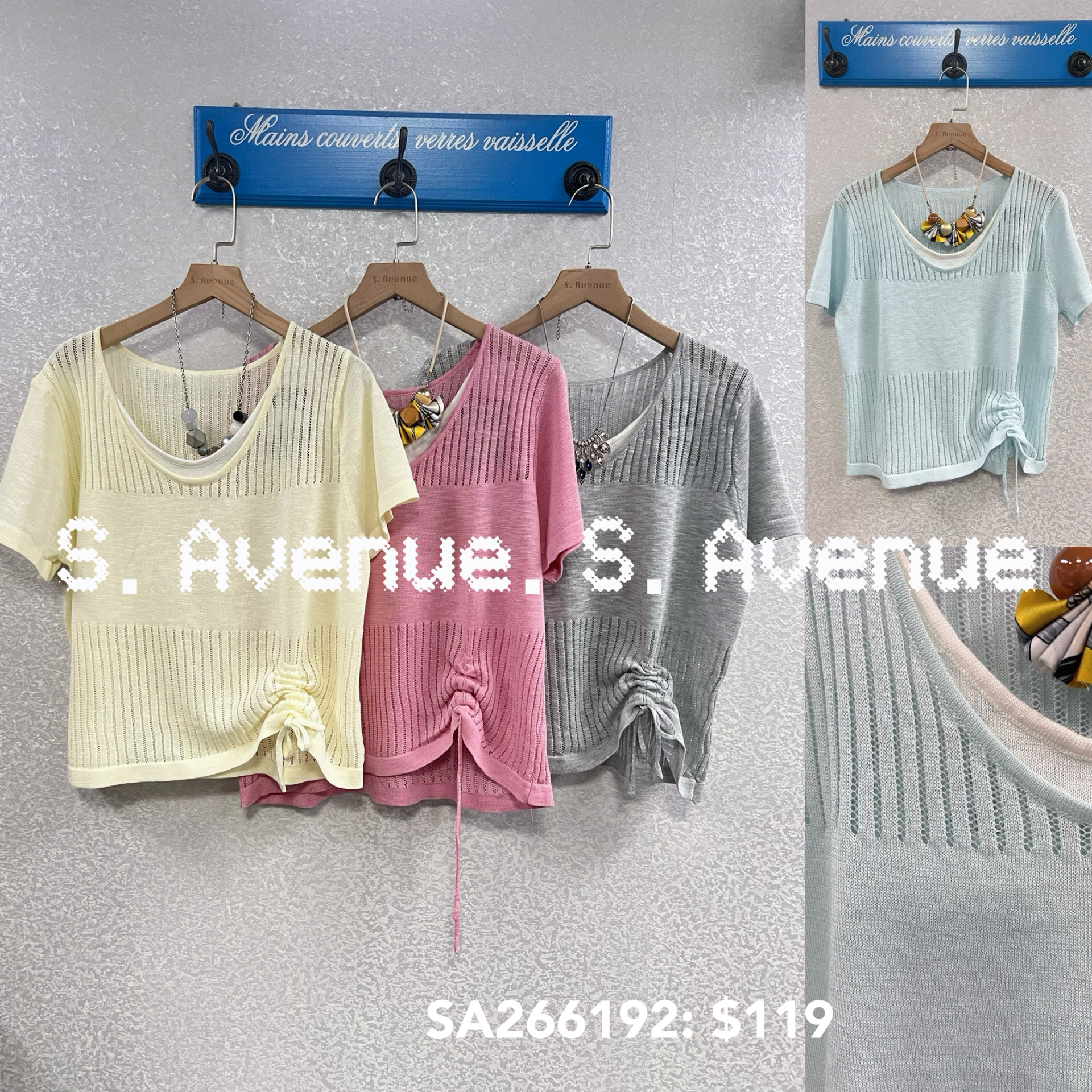 SA266192: 短袖假兩件束腳線top