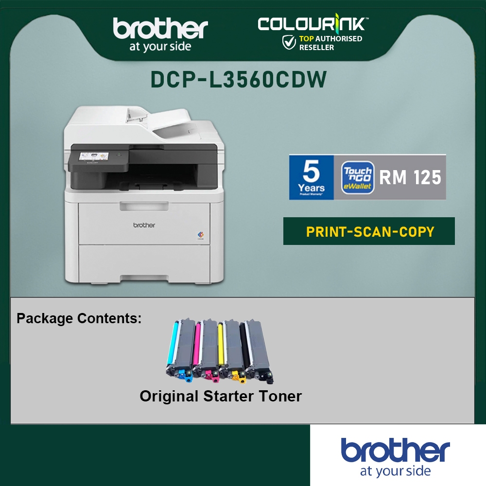 Brother DCP-L3560CDW 3-in 1 Wireless Color Laser Printer Auto 2-sided print 50 sheets ADF Scan Copy MF643CDW M282NW L355