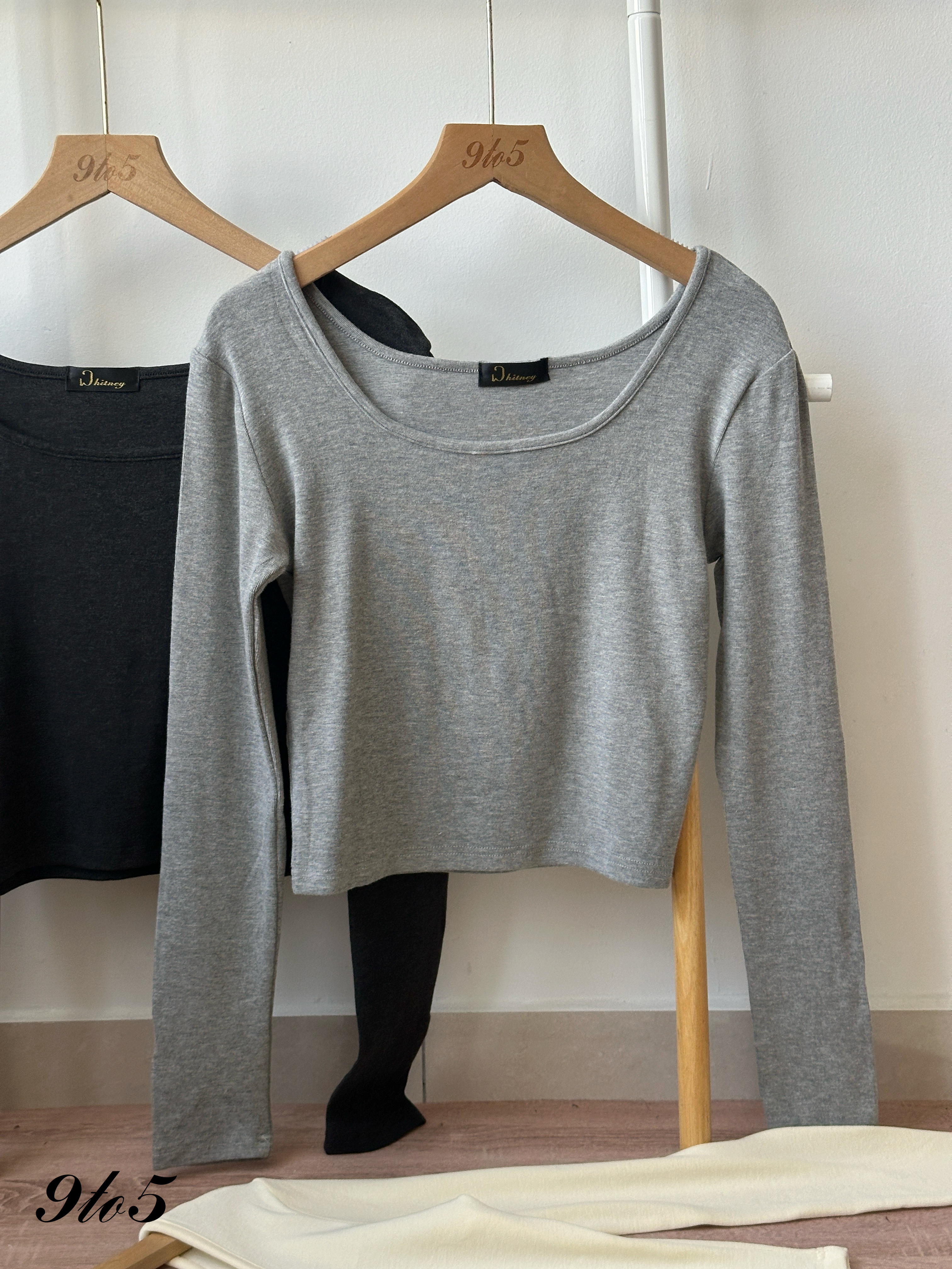 T4365 Long Sleeve Square Neck Top - 4 Colors 