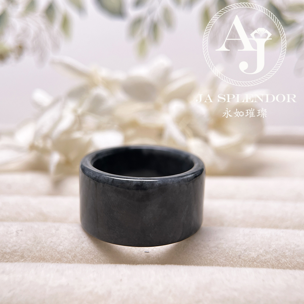 JR-200 天然翡翠A玉 烏鷄翡翠扳指