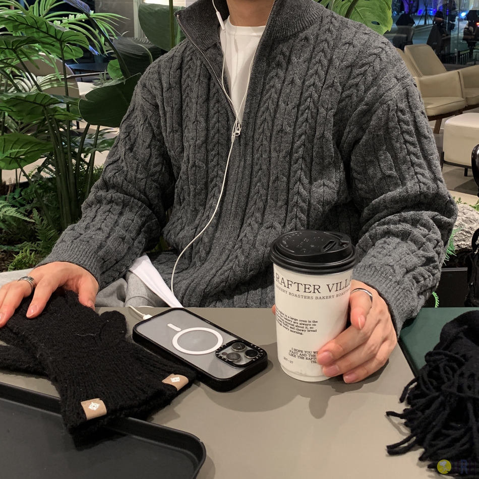 【100%保證韓國直送】經典麻花兩用拉鍊針織外套 Cozy Daily Cable Two-way Knit Zip-up RL114700