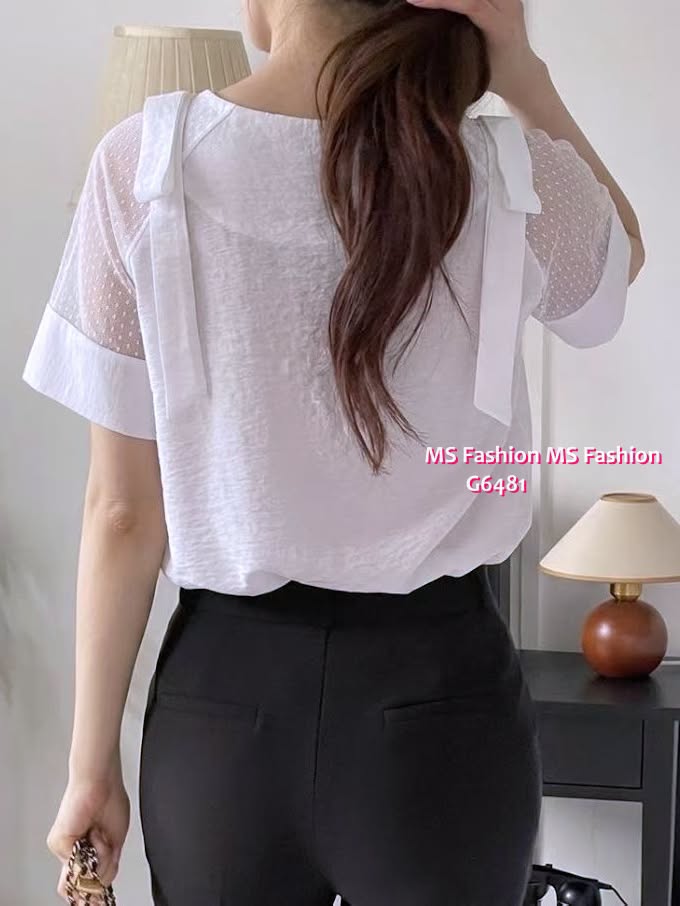 G6481 波點透視袖top