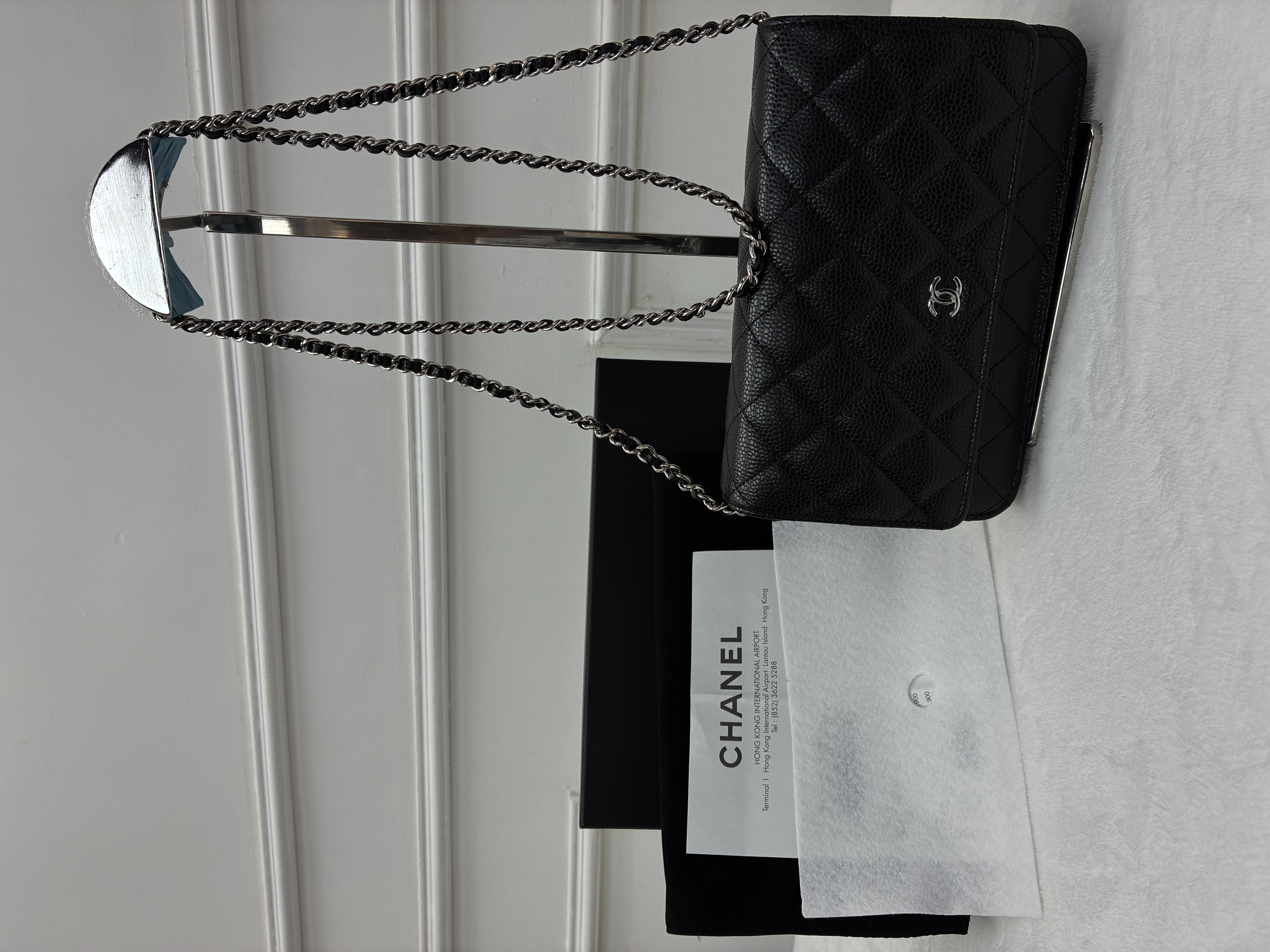 Chanel香奈兒 WOC黑銀荔枝皮.Fullset 附送護袋三寶
