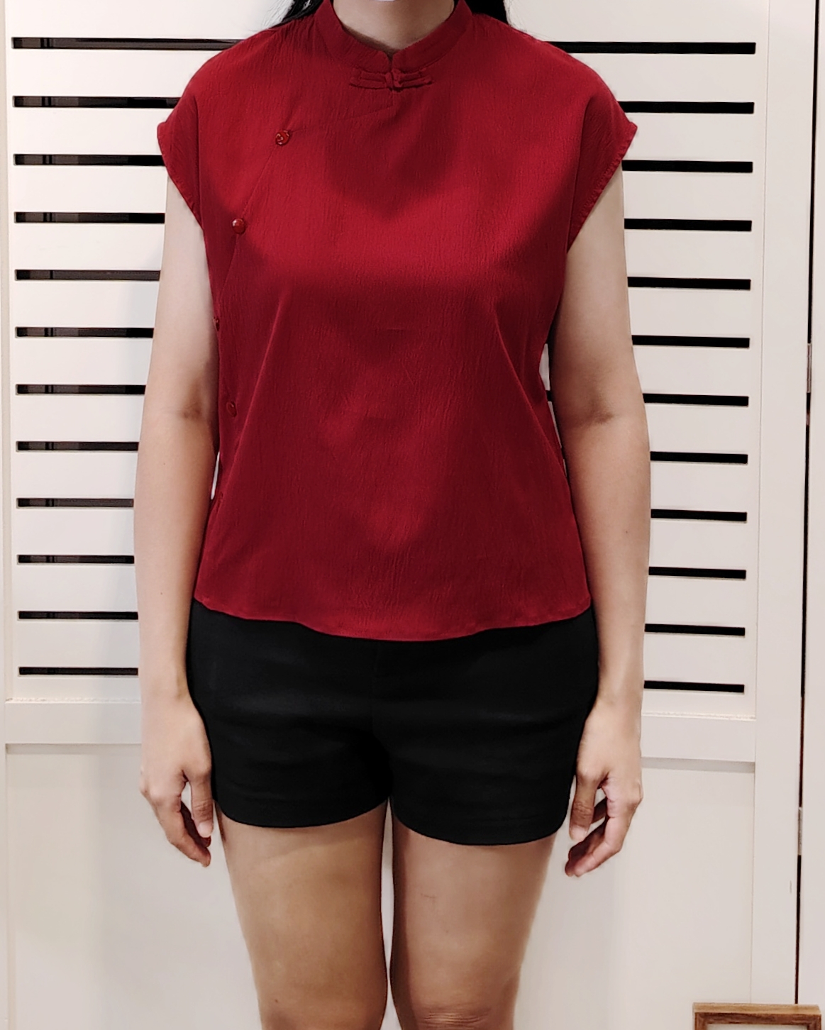 25034 Cny Blouse With Fake Button