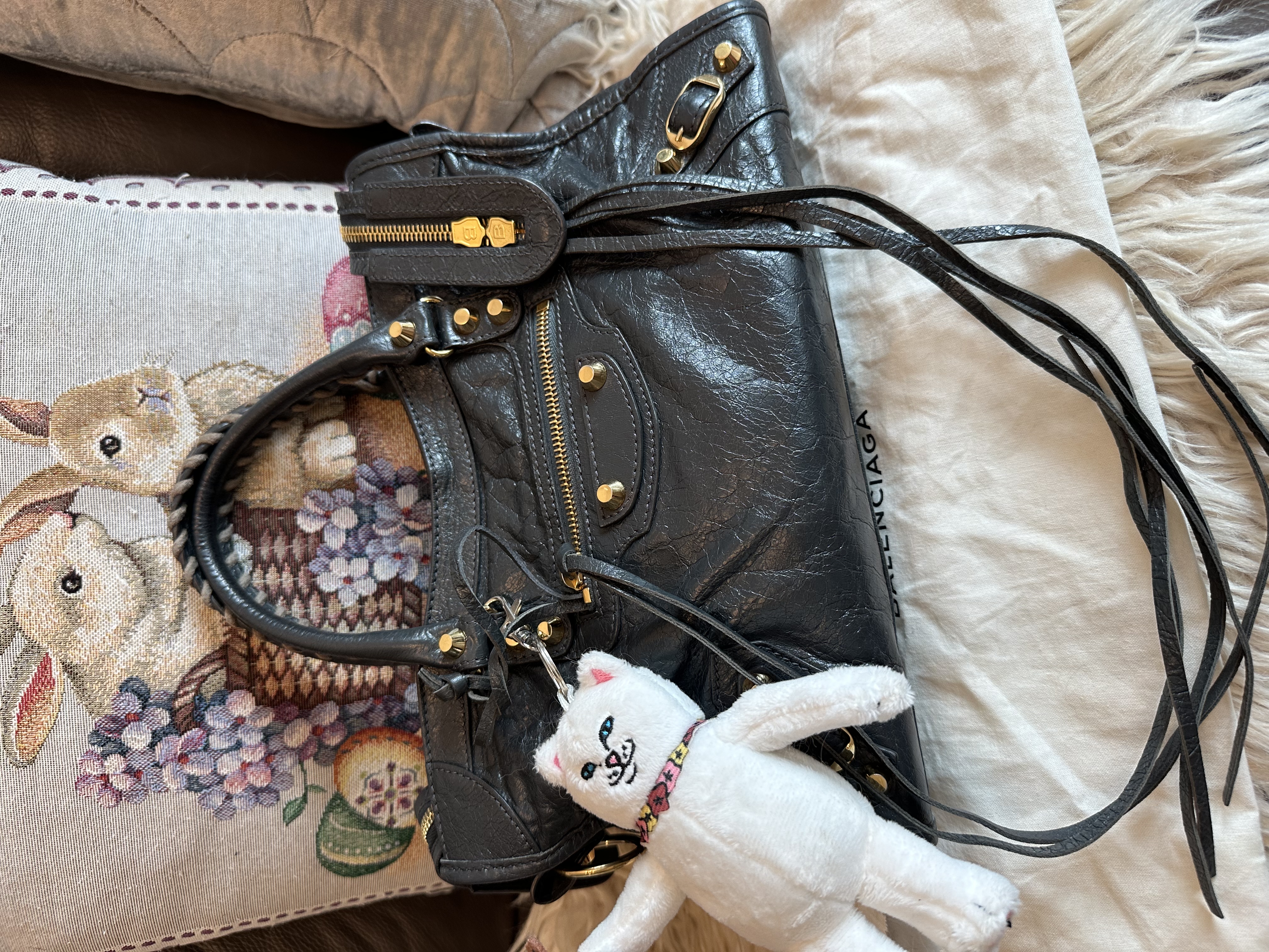 balenciaga dark grey city ghw 