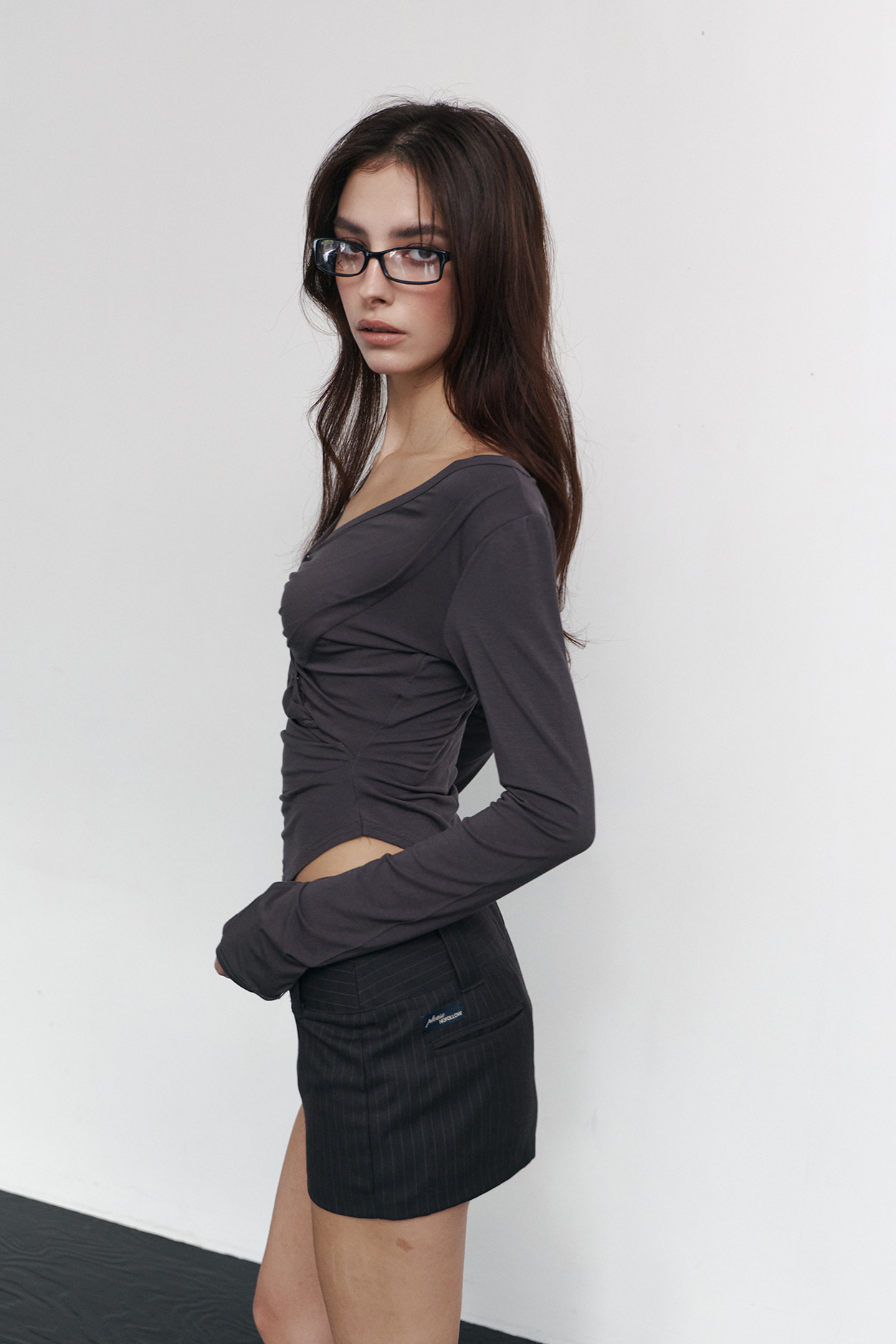 pleaseNOFOLLOW - Deba Long Sleeve Top (Charcoal)