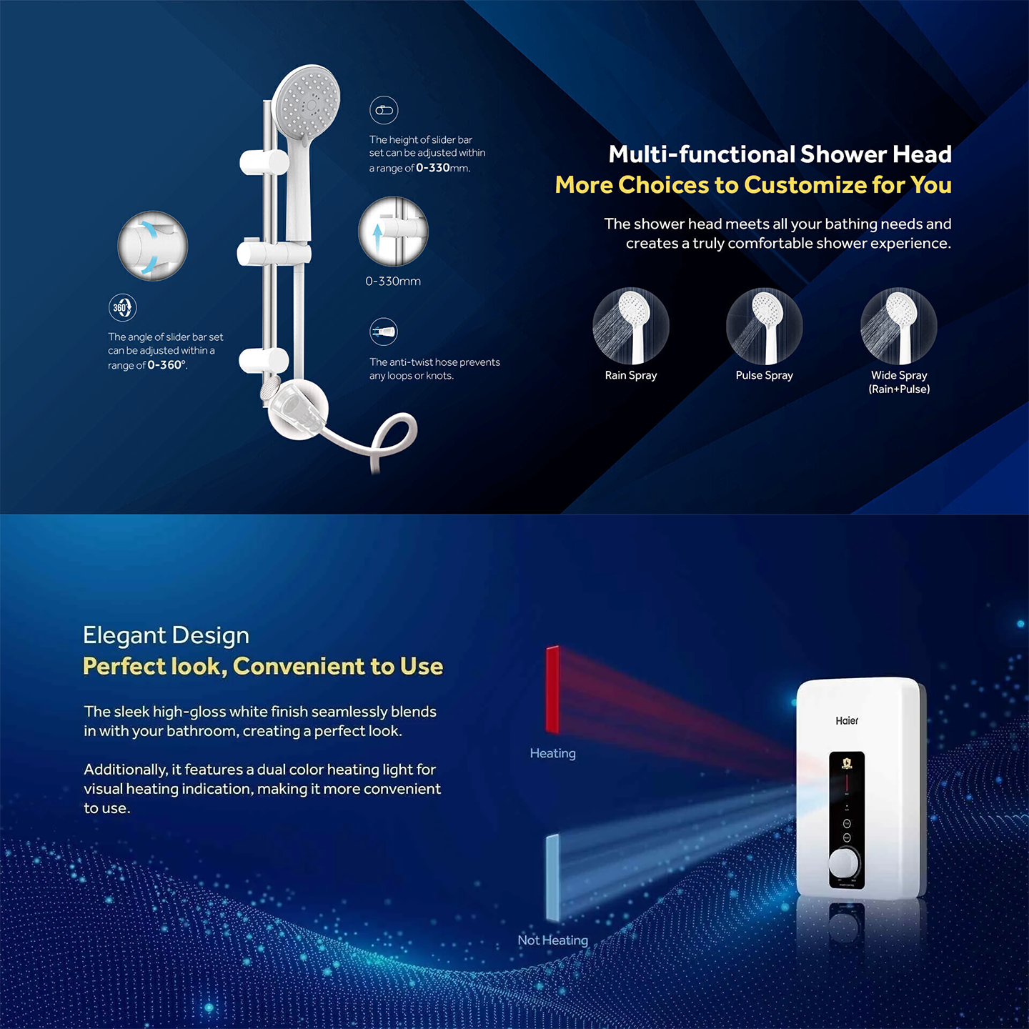 Haier 3.8kW DC Pump Water Heater Black (EI38M-BP1WB)