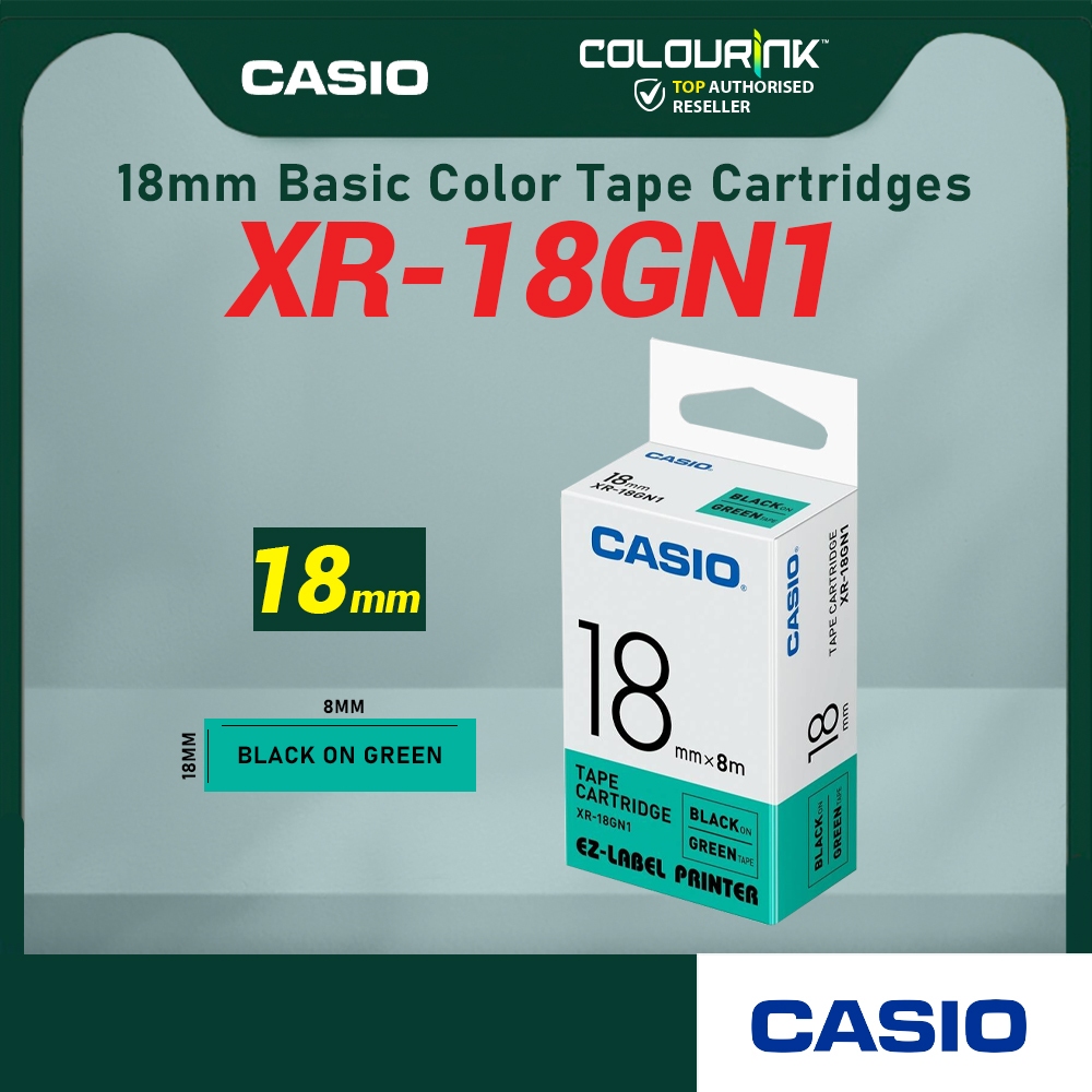 CASIO ORIGINAL GENUINE 18MM EZ LABEL TAPE FOR KL-120 KL-130 KL-820 KL-60 KL-HD1 KL-8400 KL-G2