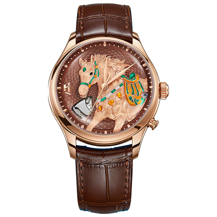 Lucky Harvey 馬年微雕琺瑯自鳴動偶錶 - ZLS502-3 RG