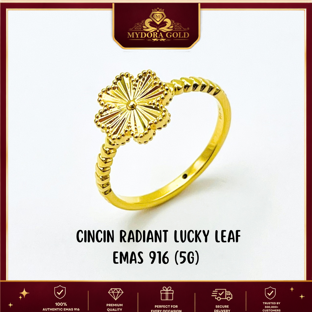 MYDORA Cincin Radiant Lucky Leaf (5G) l EMAS 916/22K