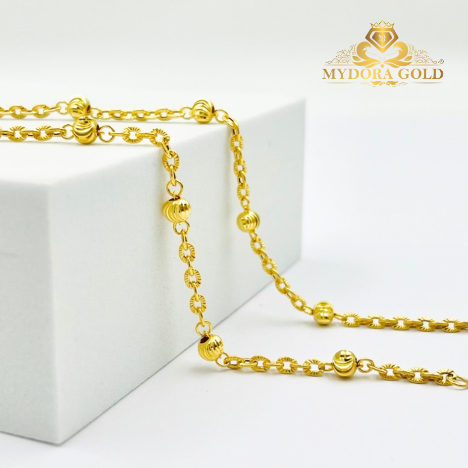 MYDORA Rantai Tangan Sauh Matahari + 5 Boba Pahat | EMAS 916/22K