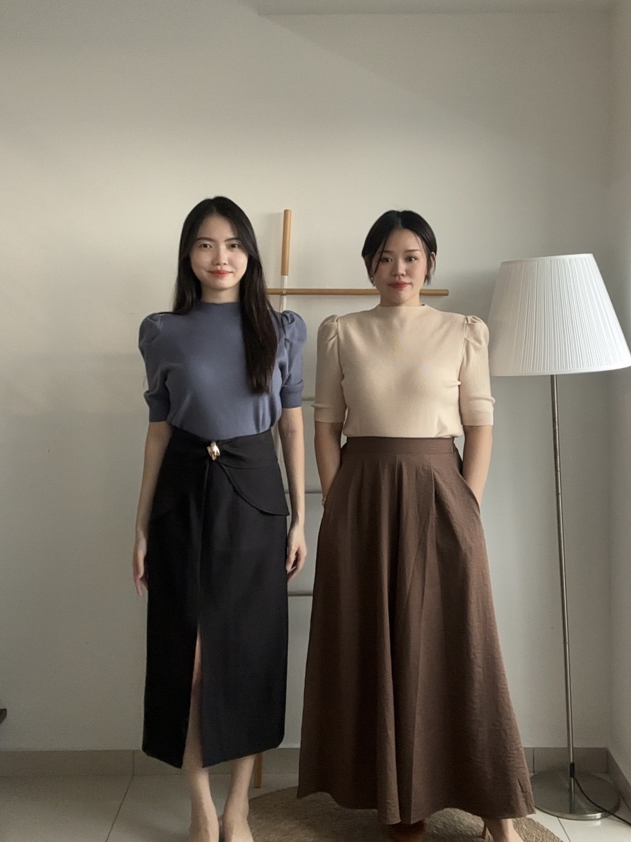 T4244 Mock Neck Puff Sleeve Knit Top - 4 Colors 