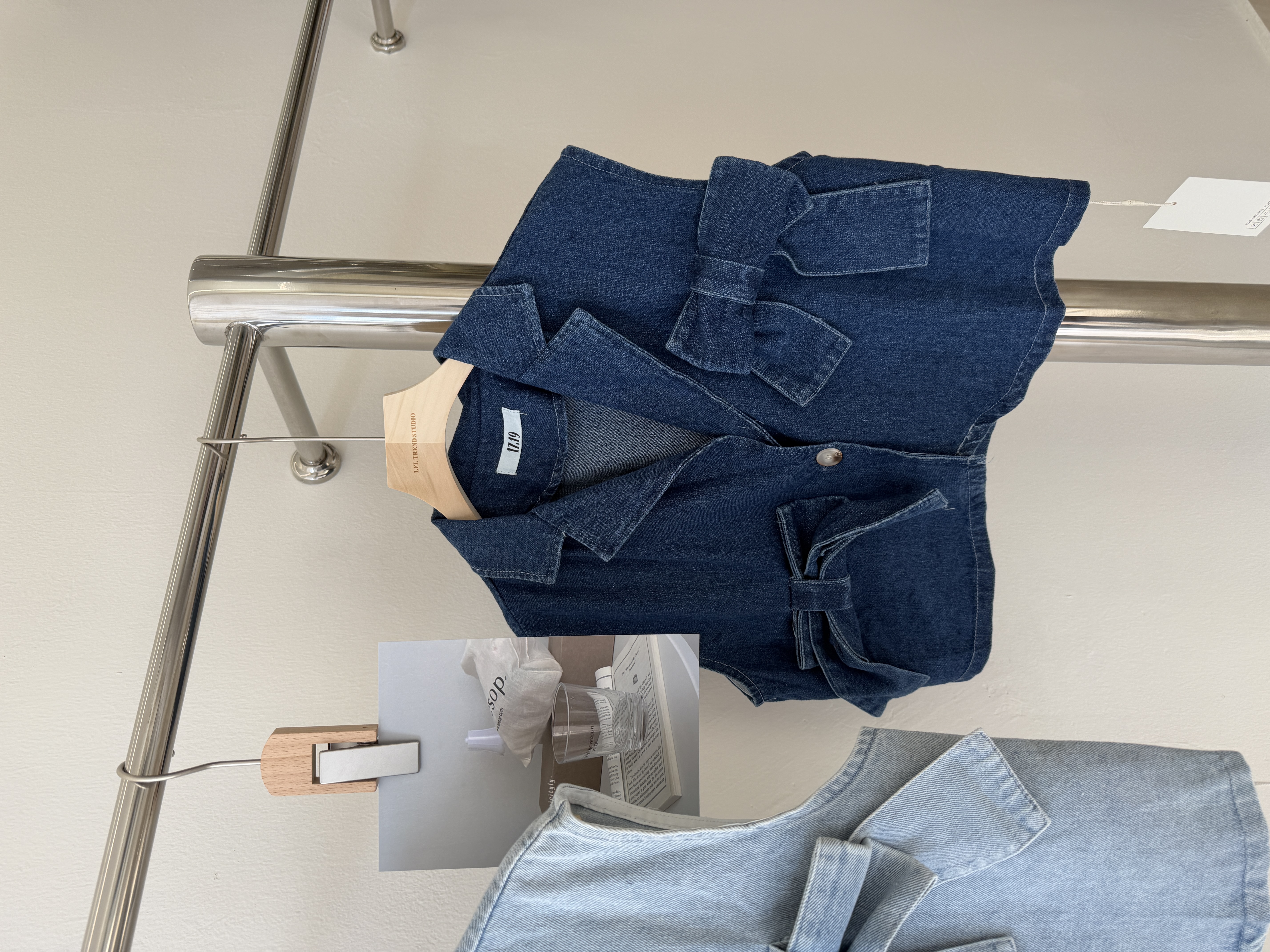 6553 甜美双蝴蝶结牛仔马甲·