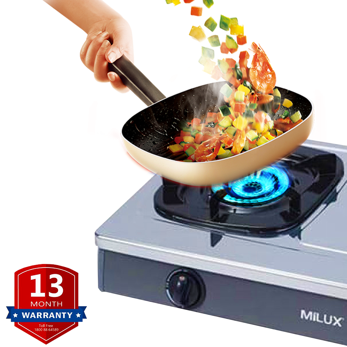 Milux Stainless Steel Double Burner Gas Cooker (MSS-3250)