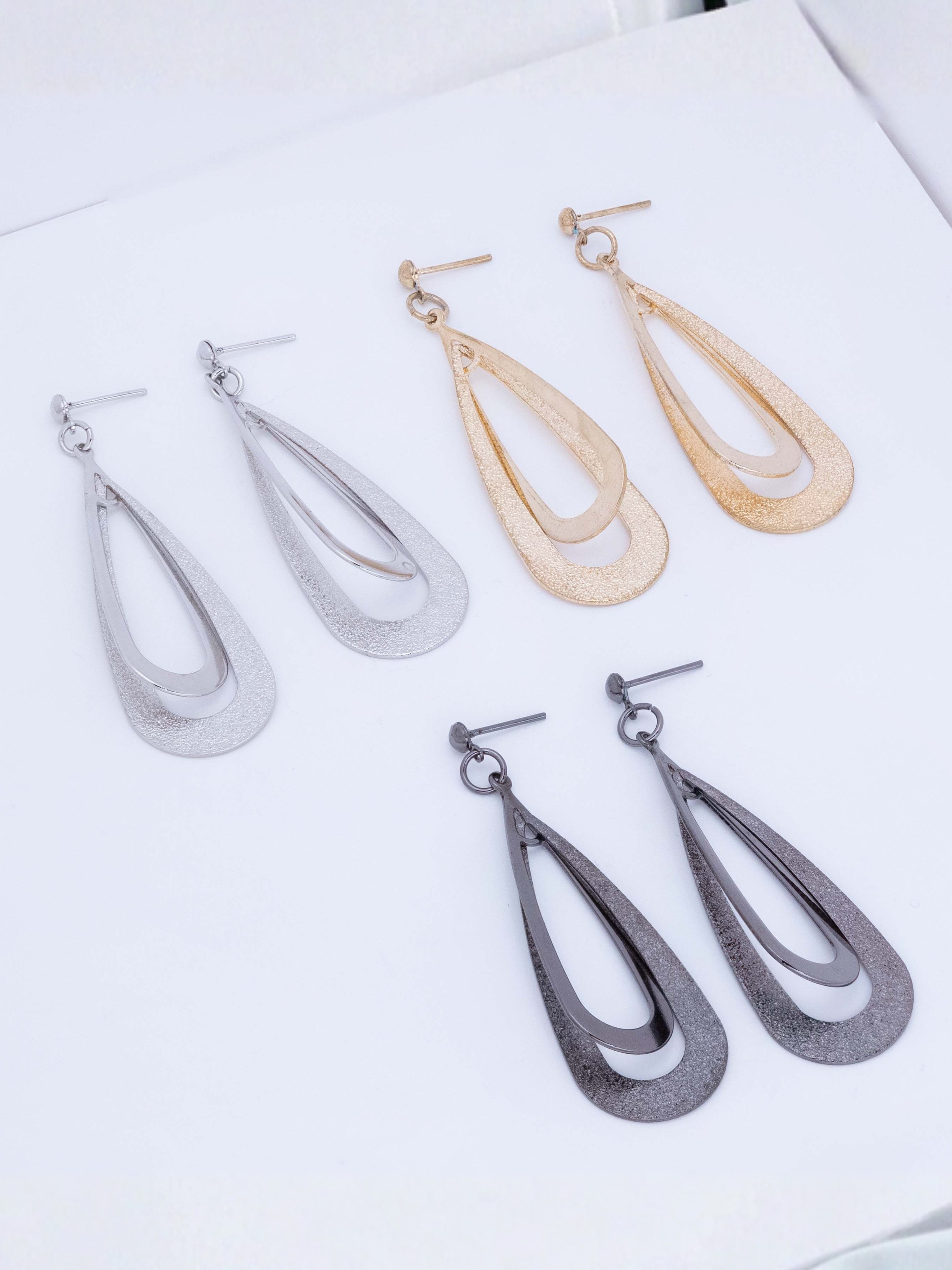 Layered Cut-Out Drop Stud Earrings