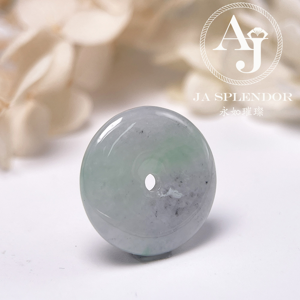 JN-3136 天然翡翠A玉 飄綠灑烏鷄平安扣