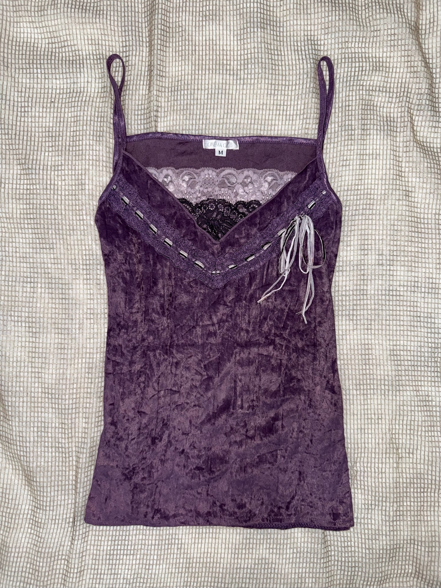 Crushed Velvet Lace Cami Top