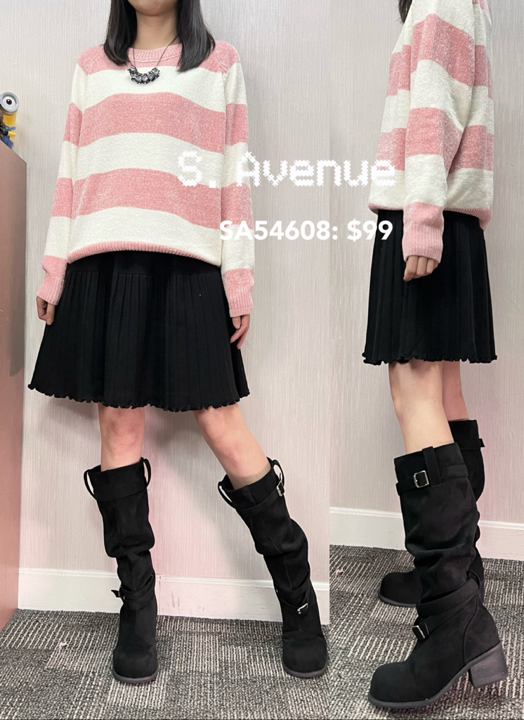 SA54608: 橡筋腰下百撍A字針織裙