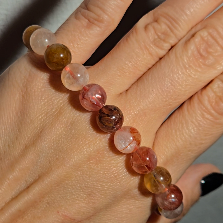 Fire quartz 9.3mm bead bracelet - JW121