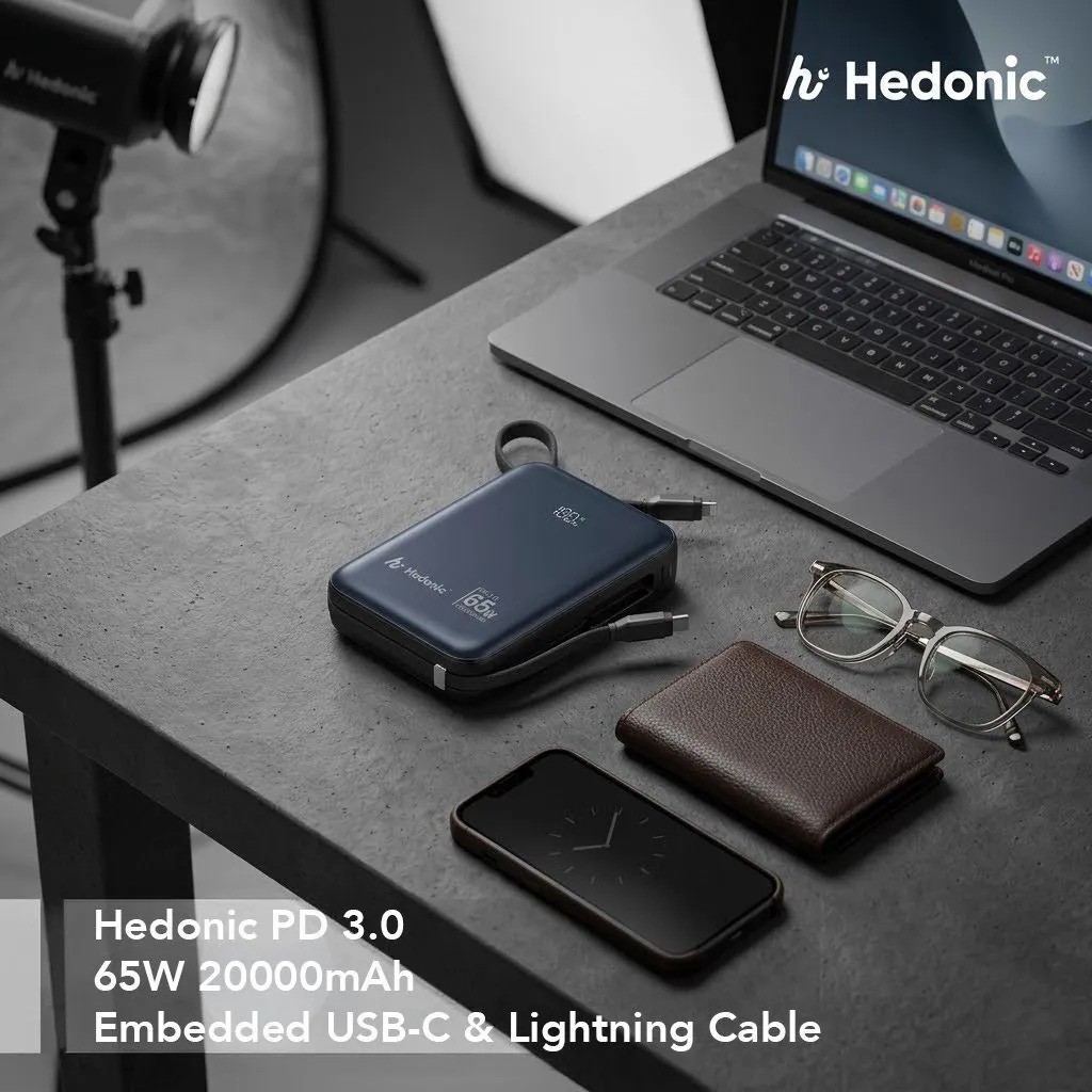 Hedonic #81081 (3C追溯二維碼) PD 3.0 65W Lightning & USB-C 20,000mAh - 黑色