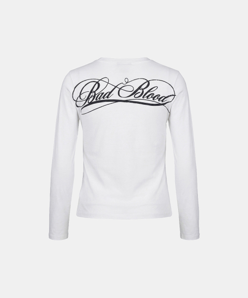 Dark Classic Logo Fitted Long Sleeve T-Shirt - White