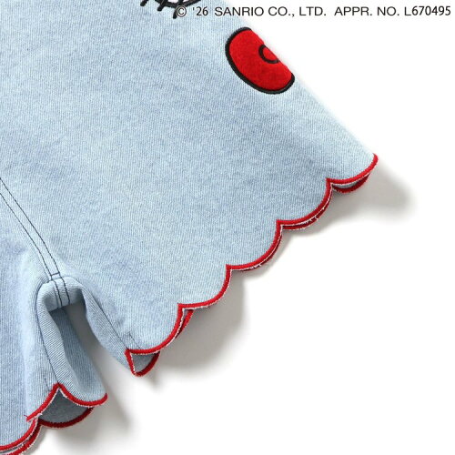 🆕【⭐訂購⭐】🇯🇵 日本直送 🌀#Kitty 刺繡貼布 扇形下擺 牛仔連身褲🌀[ELEA-0072] [260607]