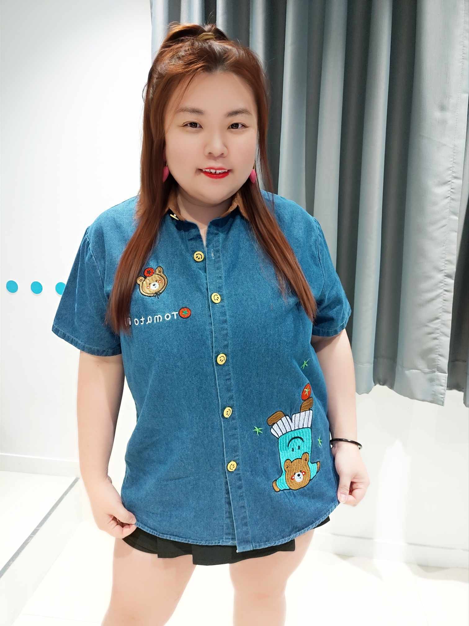 ENC04 刺绣BEAR牛仔上衣 (胸围 100-120CM)