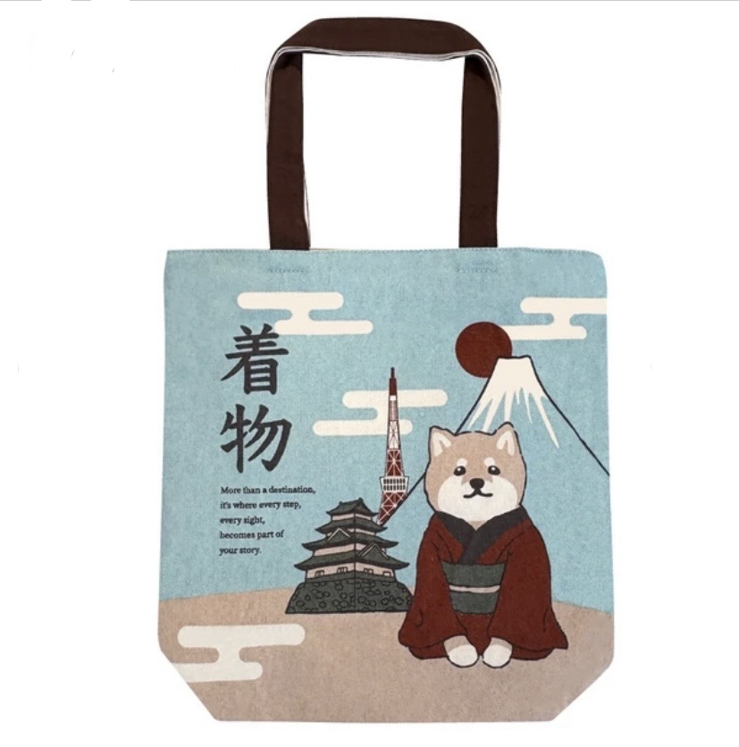 『預訂』日本Mopolini 動物圖案帆布袋（著物柴犬）