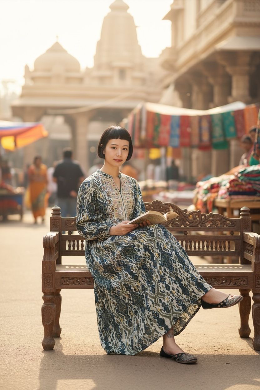 Dark Green Emb. witth Totem Print OP #1125