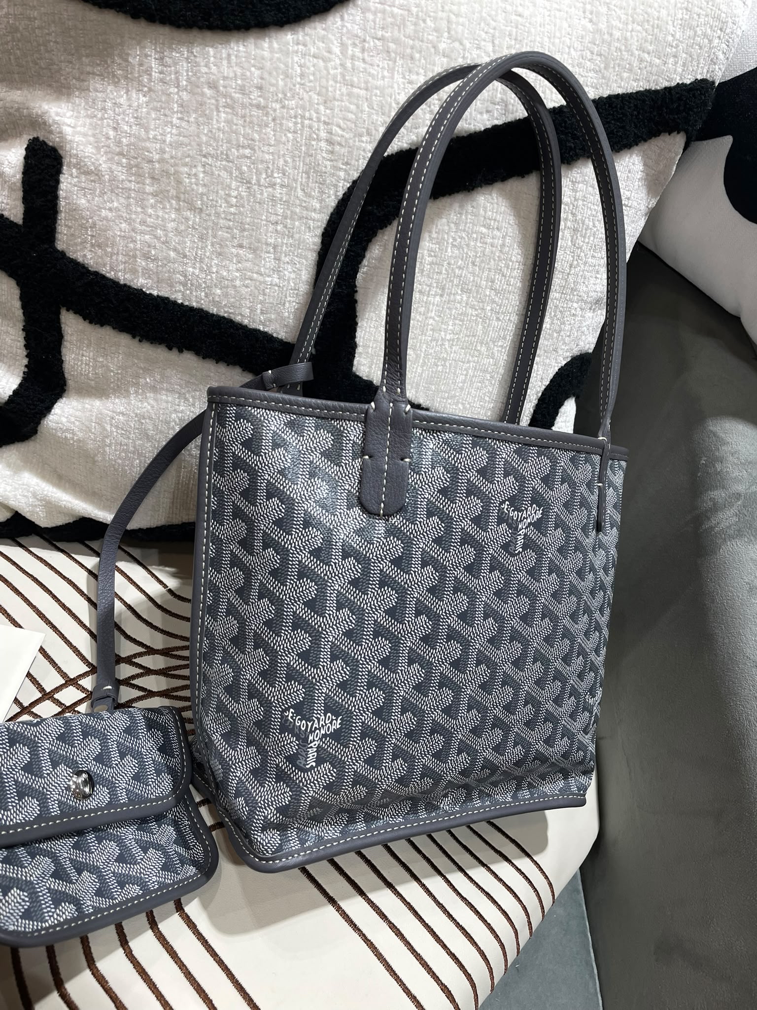 Goyard Anjou Mini Tote Bag Grey 100%Authentic, 99%New ✅Dust bag