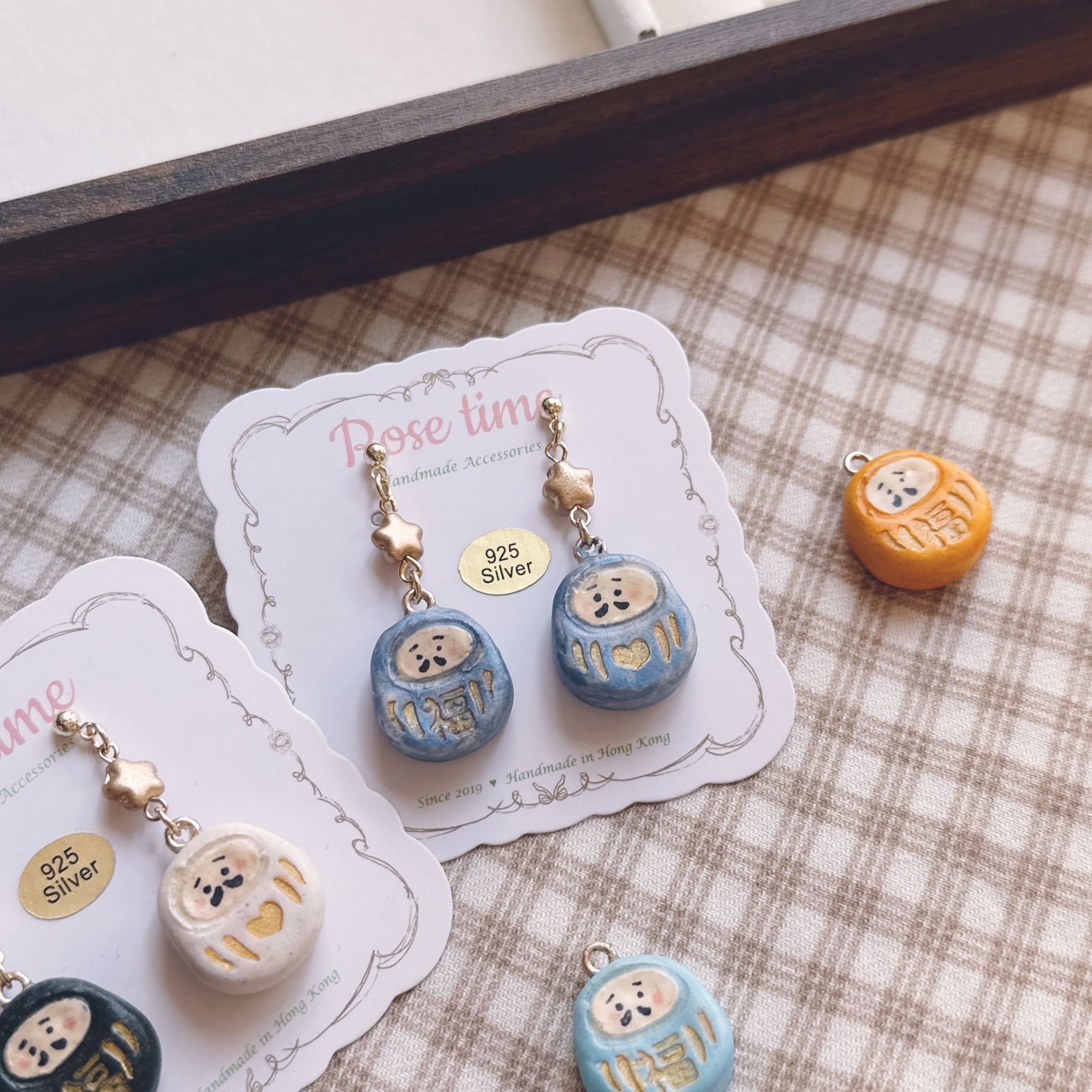 手繪 笑顏小達摩 黑白達摩/光耀藍