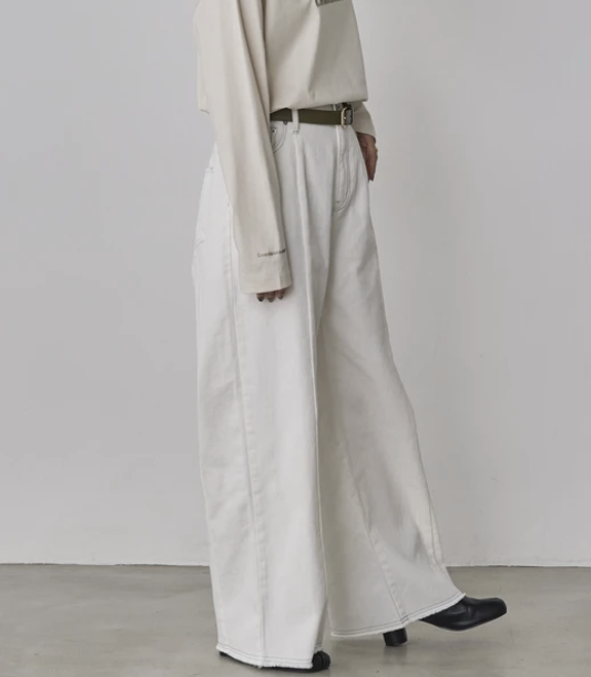 牛仔布/斜紋布雙色拼接褲 - 2026 流行穿搭  女士牛仔褲 春秋冬時尚穿搭 成人休閒 日常穿搭 易於配搭 日本直送   #JP-I-260004