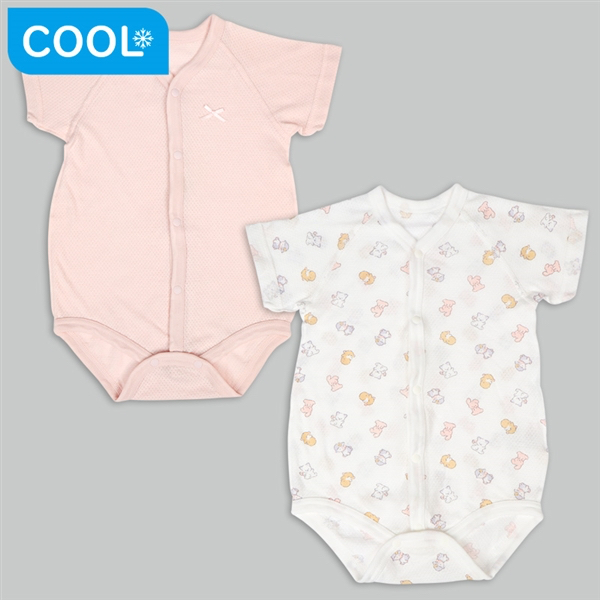 🇯🇵預訂 日本直送🇯🇵可愛動物印花純棉網眼前開式短袖背心包屁衣兩件套