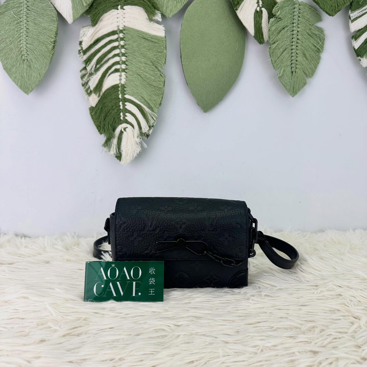 LV 🤍PRE OWNED 黑色真皮壓紋 Steamer 晶片款 🖤