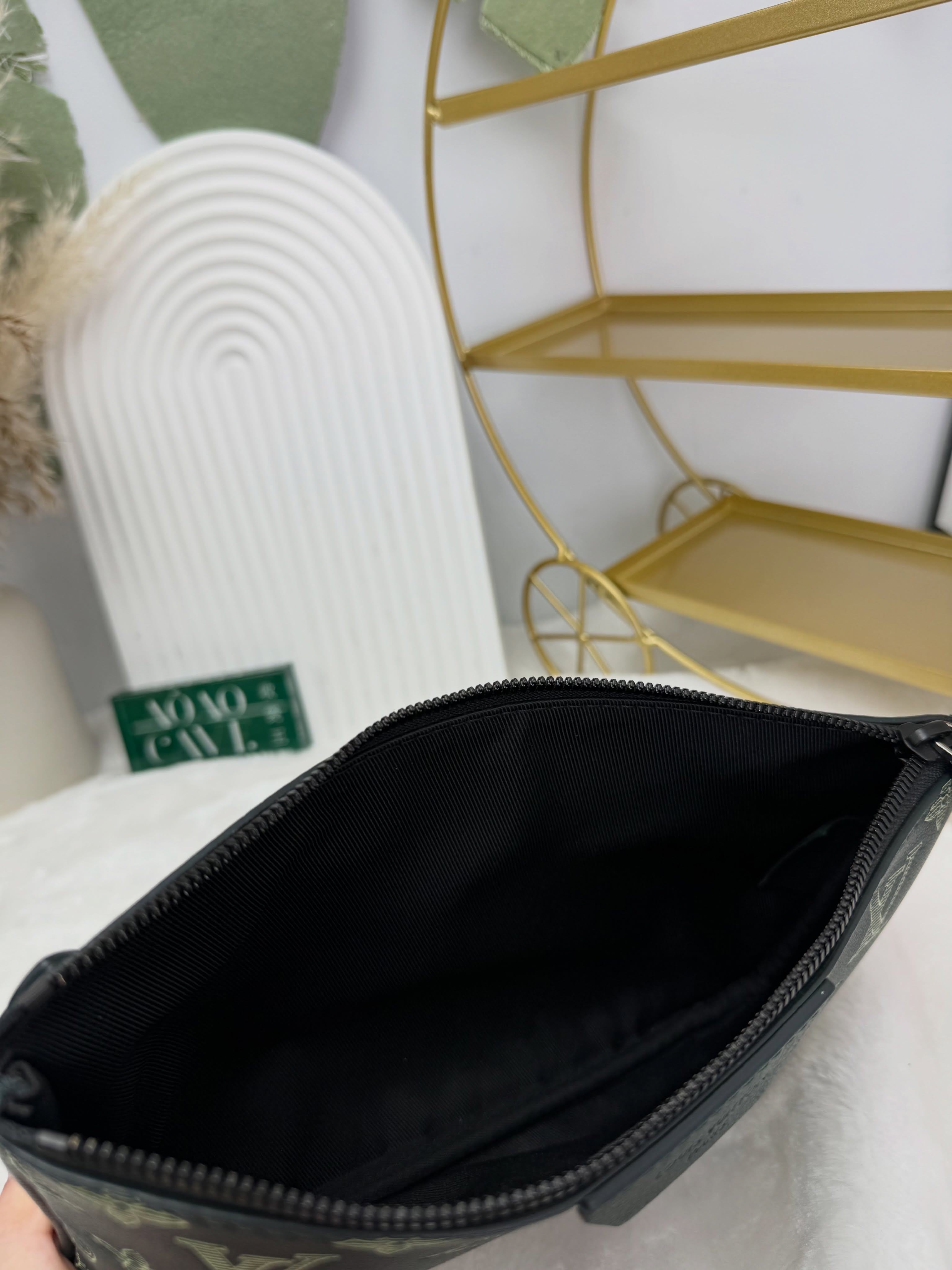 Lv👜 PRE OWNED 🛍️Trio Messenger三合一郵差包 森林綠皮革老花💚