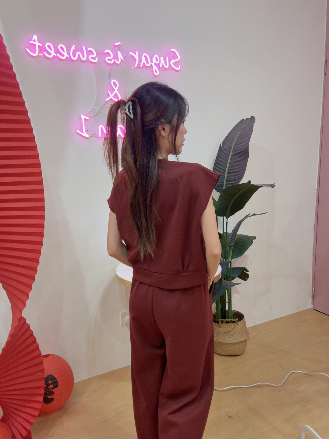 休闲排扣飞袖上衣+阔腿长裤 两件套R2936