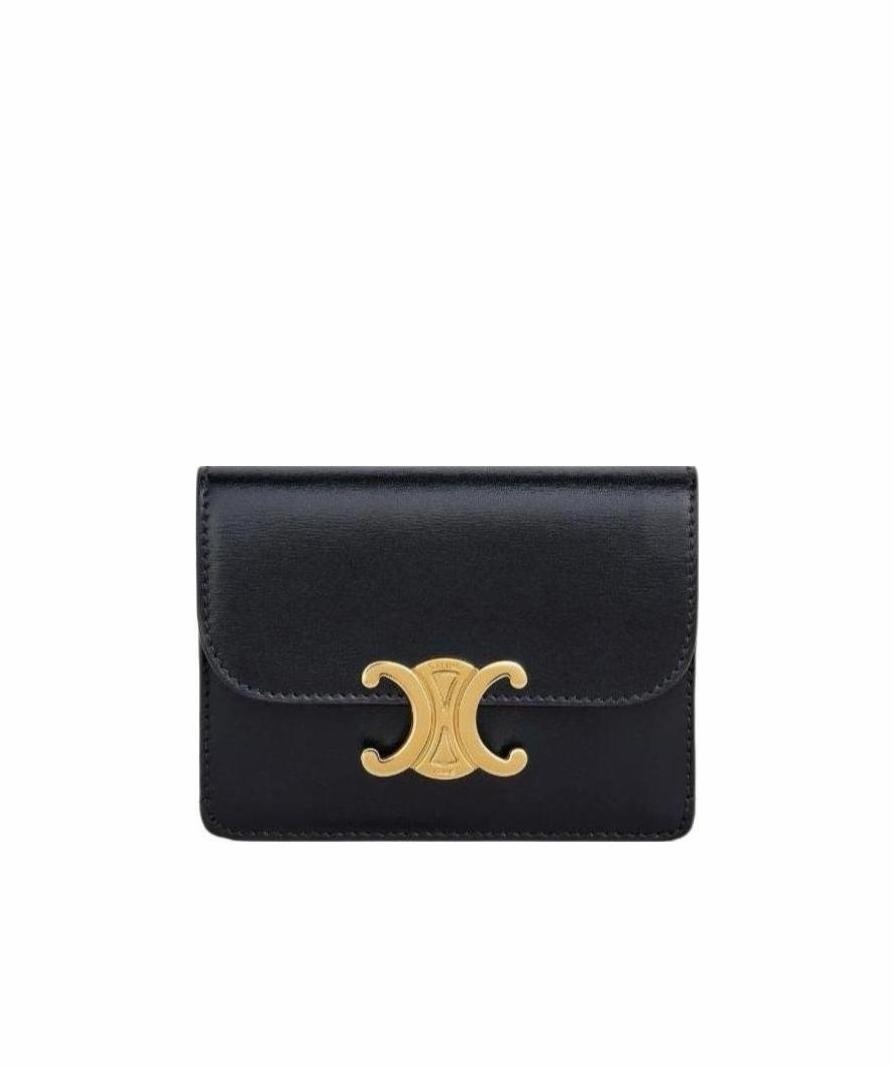 Celine 女士 亮澤牛皮革翻蓋卡包均碼碼10.5cm*1cm*7cm 