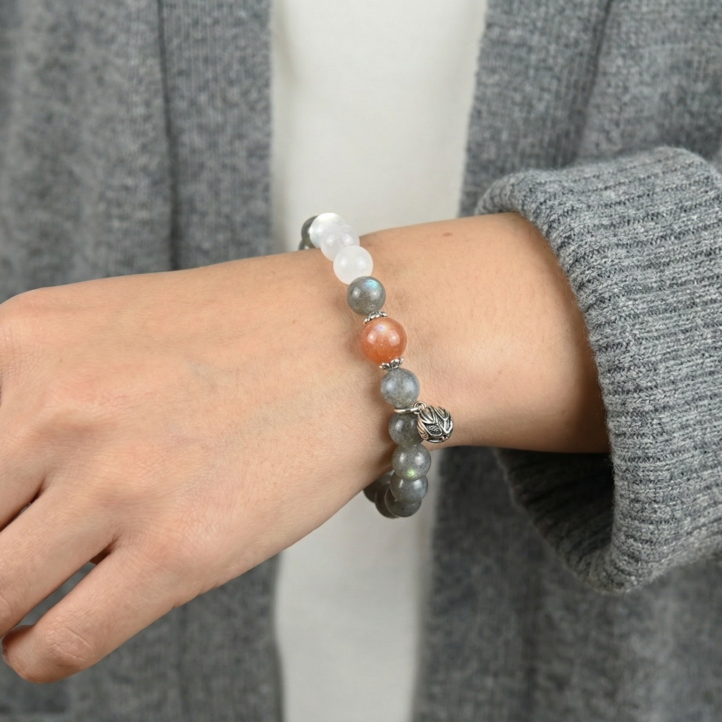 10MM+橙太陽/8MM+灰月亮&月亮石 