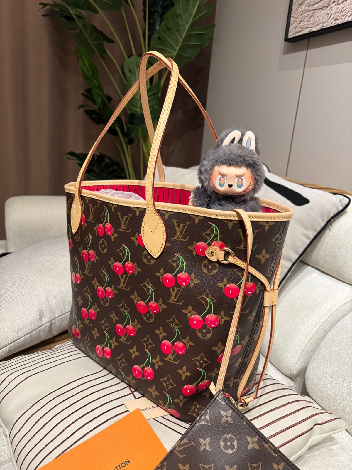 未使用品 Lv neverfull mm x TM M13263 cherry  Takashi Murakami Brown Monogram Cherises Neverfull MM 2025 100%Authentic, Unused未使用品 ✅收據✅Pouch✅Dust bag 