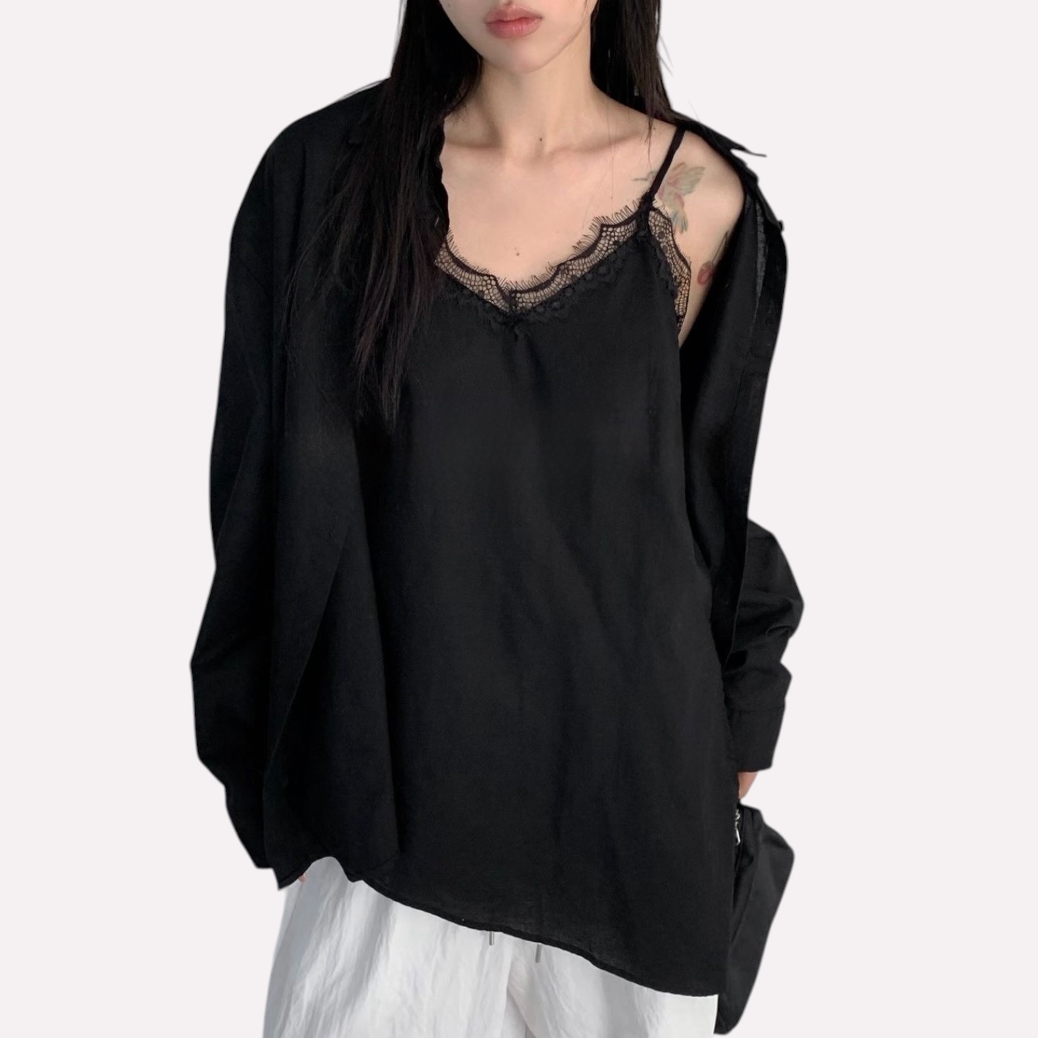 221044 麻料闊長恤