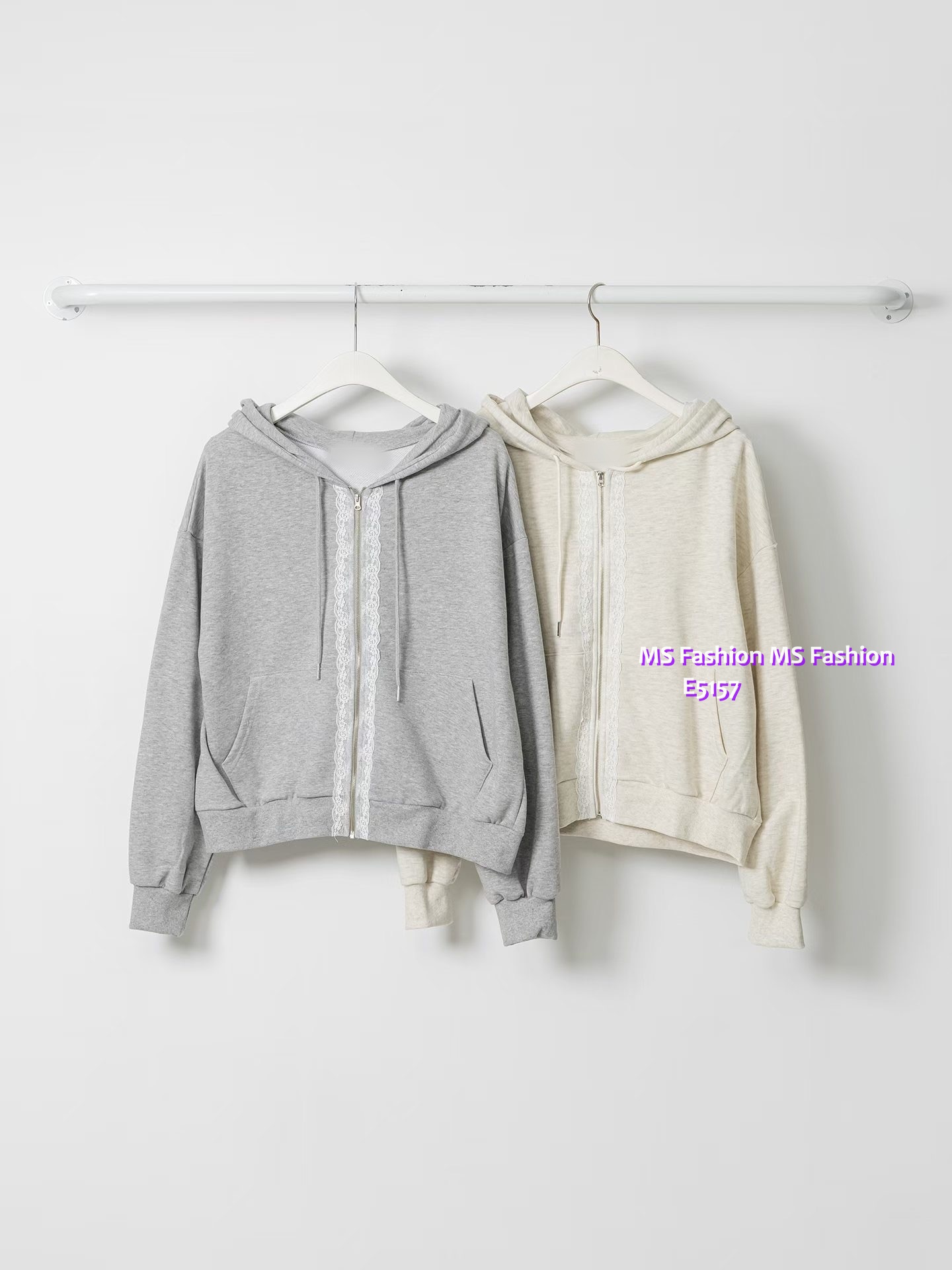 E5157 lace邊有帽外套