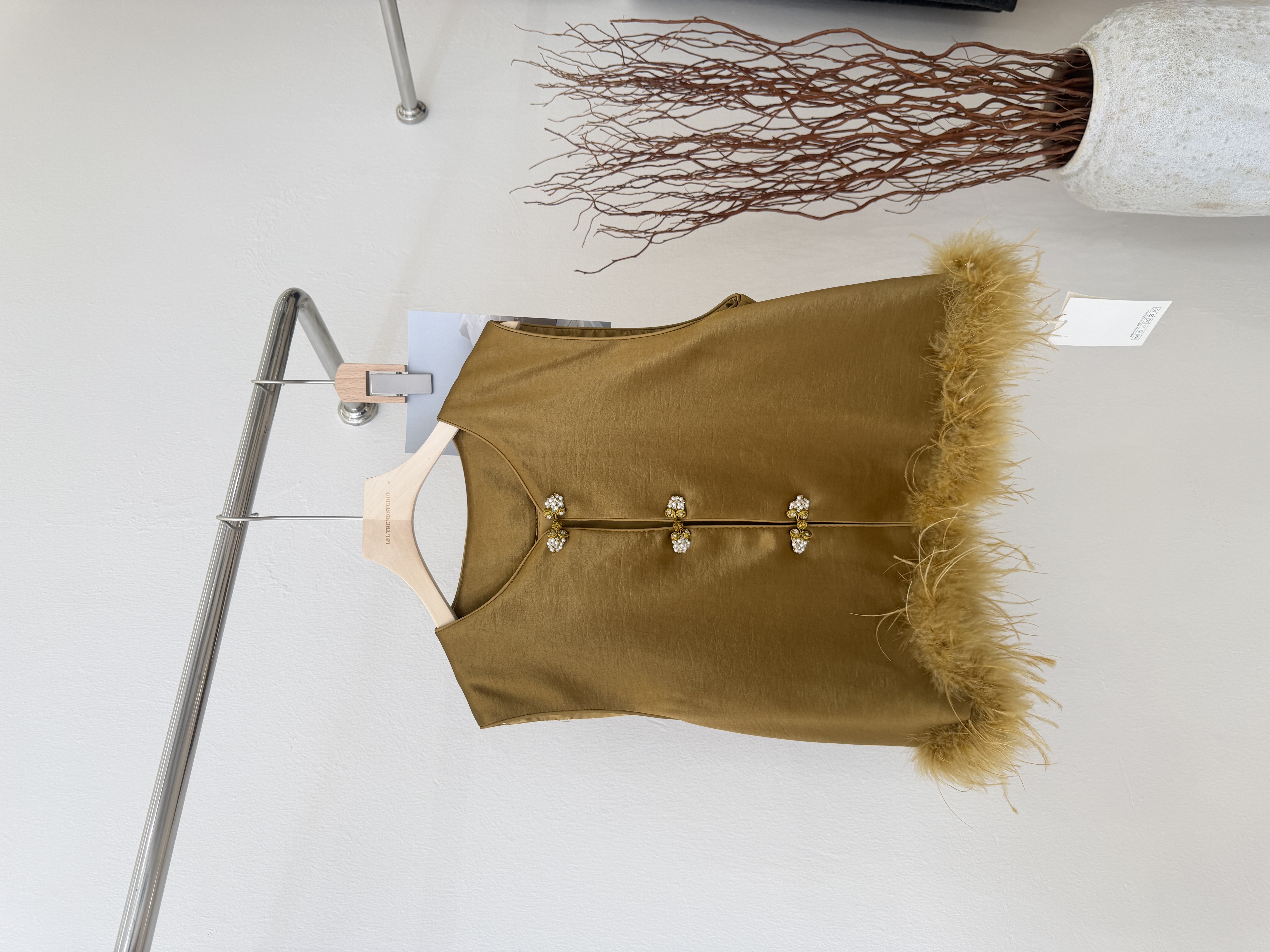 6753 新中式复古高级感羽毛马甲