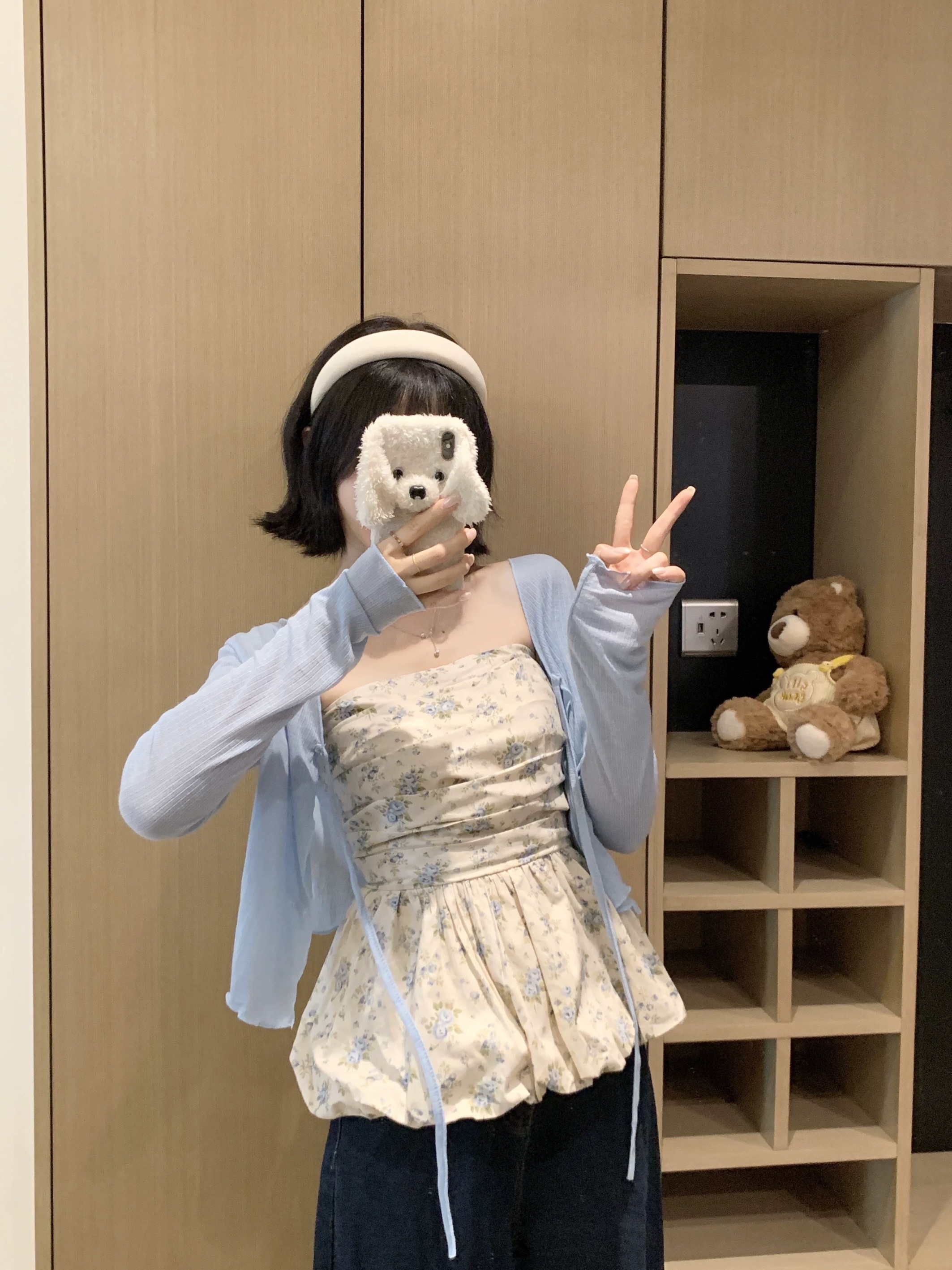 TP554杏色碎花抹胸