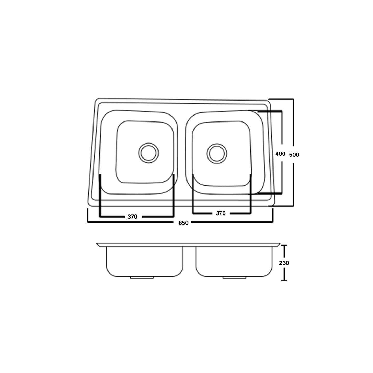 Otosani Stainless Steel Nano Black Double Bowl Kitchen Sink (8550-Nb#) OTOSS8550NB