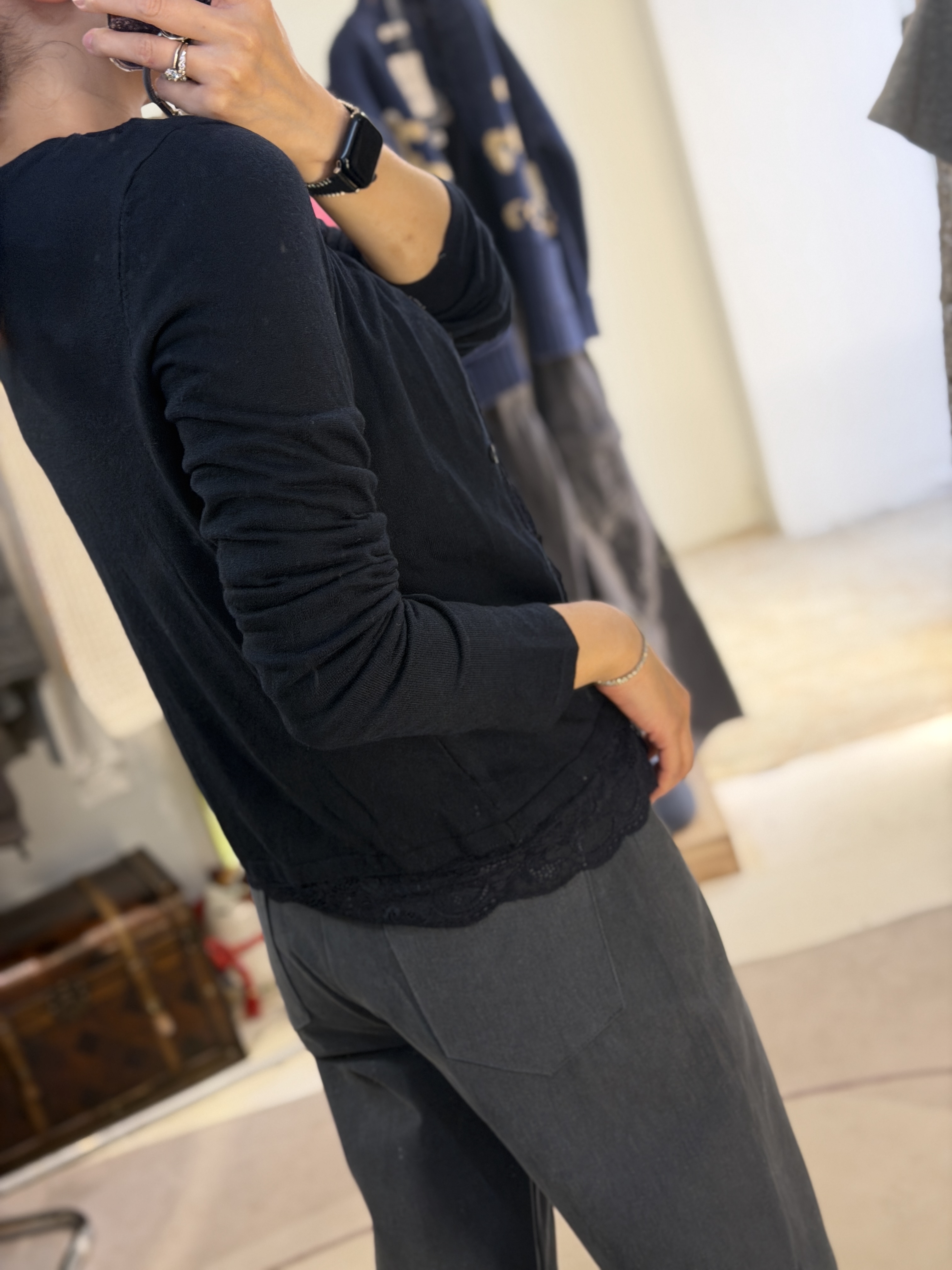 Navy soft lace cardigan