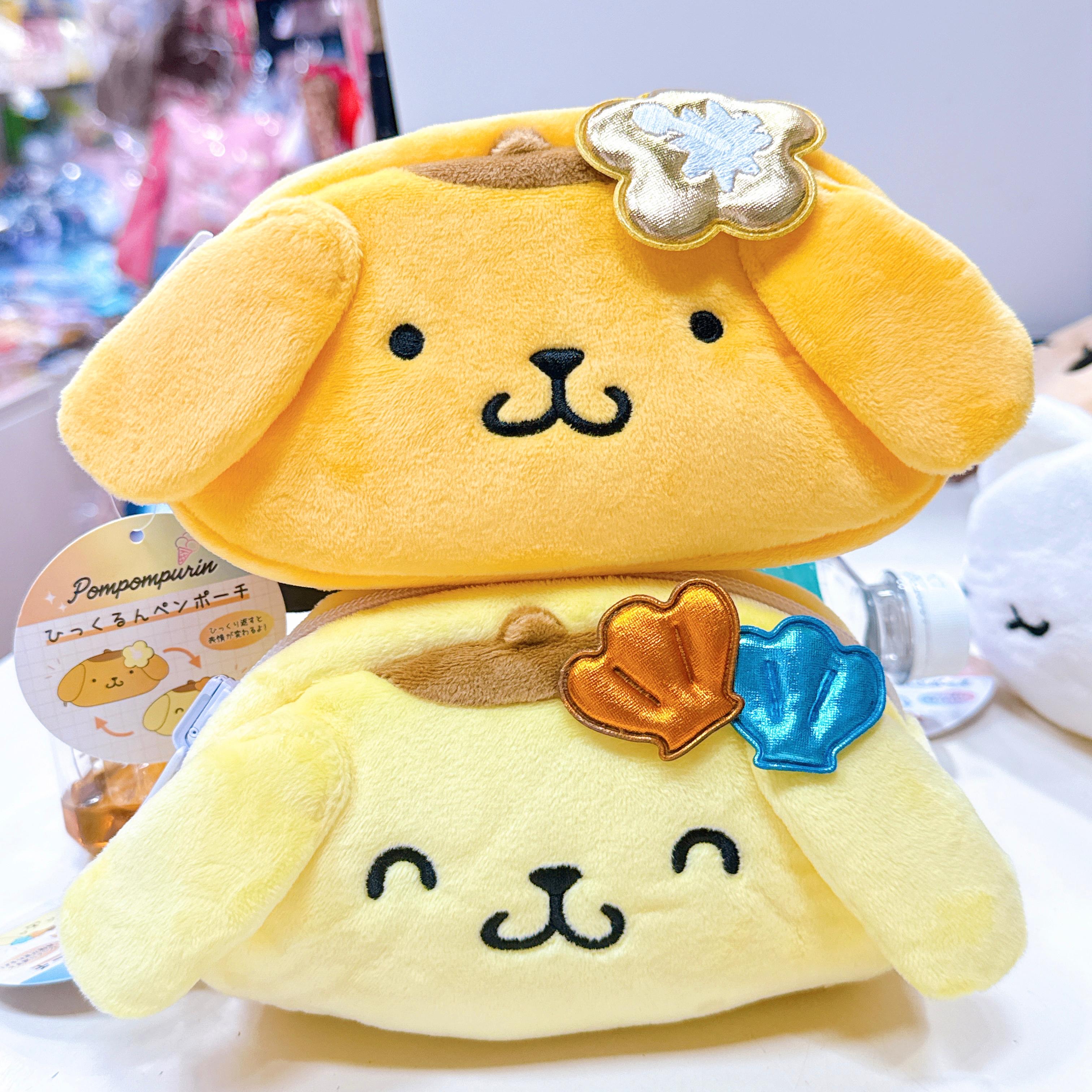 日本直送Hello Kitty布甸狗黑皮系列雙面化妝袋
