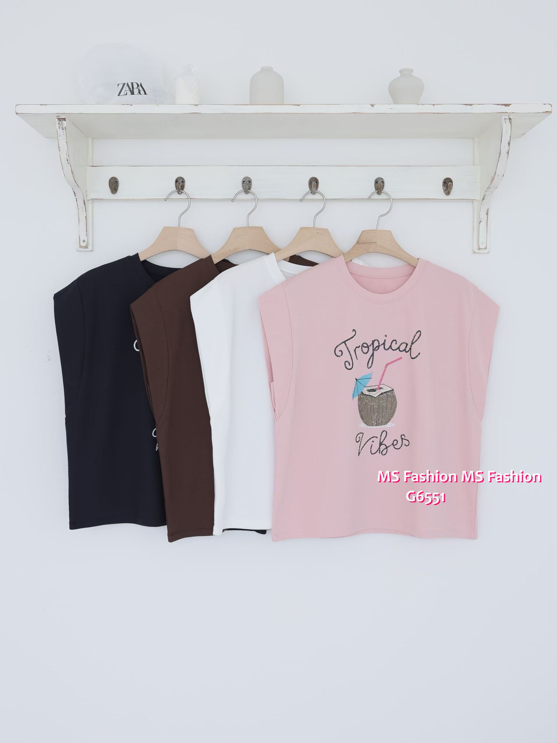 G6551 字母椰青print top