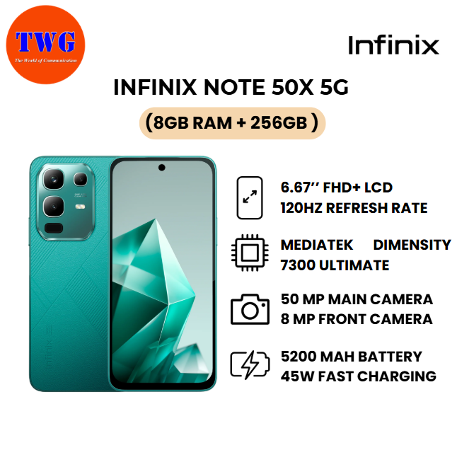 INFINIX NOTE 50X 5G (8gb ram + 256GB ) 100% ORIGINALMALAYSIA BRAND NEW, FREE PHONE CASE